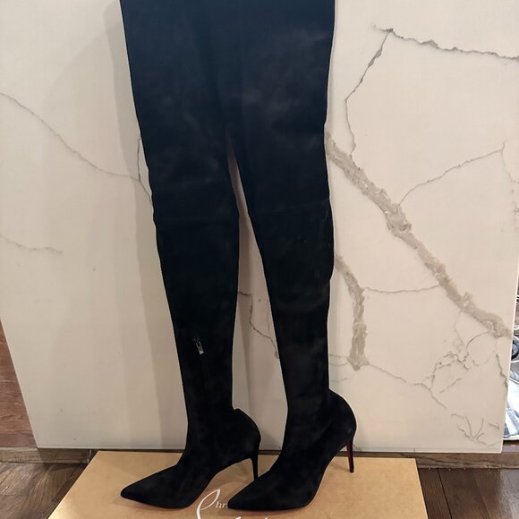 Christian Louboutin KATE BOTTA ALTA 85 Suede Over Knee Thigh High Boots - Picture 4 of 15